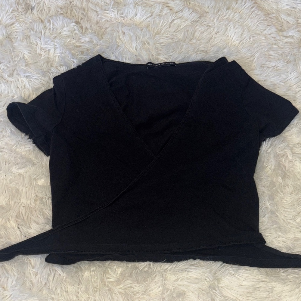 Brandy Melville Black V-Neck Crop Top
